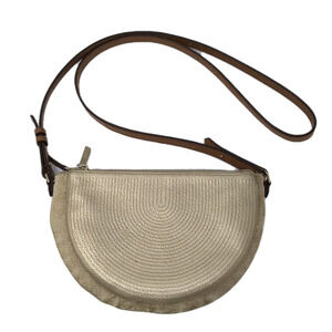Stella & Dot‎ Sidekick Convertible Crossbody / Belt Bag Gold Faux Leather/Fabric